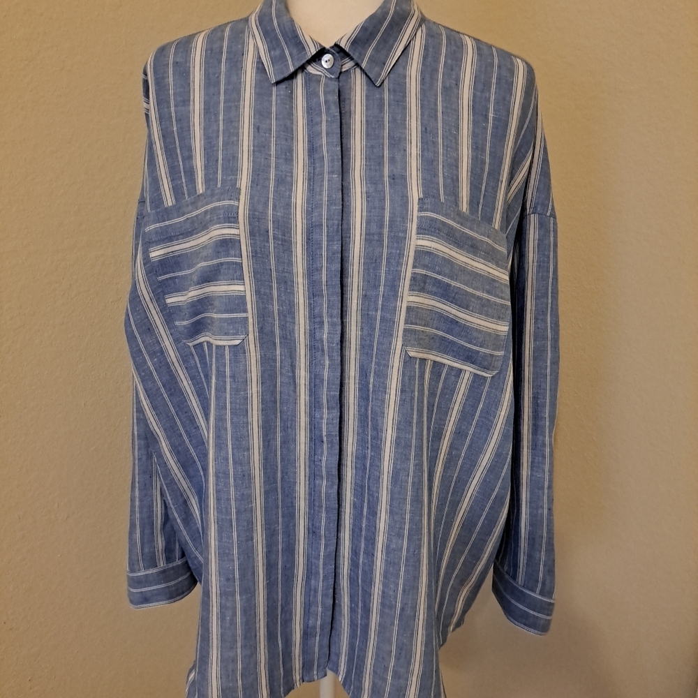 J. Jill Petite  Relaxed Patch-Pocket Tunic Shirt Petite L Excellent Condition